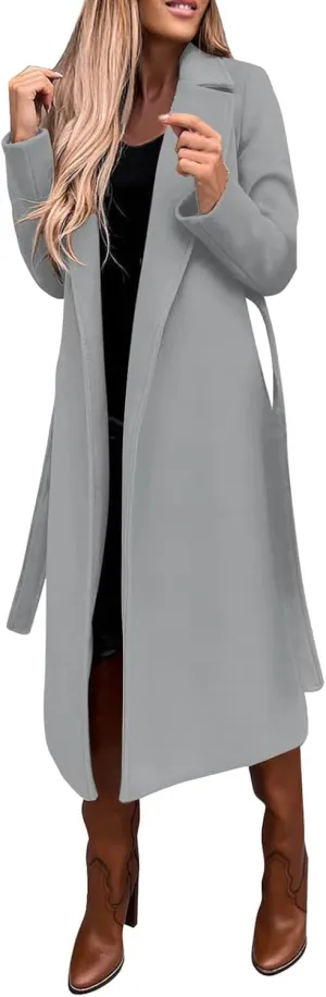 2024 Fashion Fall Winter Coats for Women Classic Trench Coat Ladies Slim Solid Long Jacket Lightweight Windbreaker