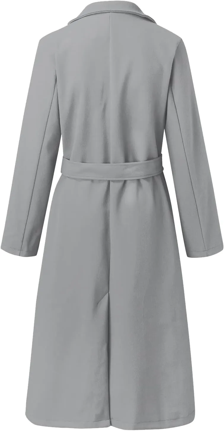2024 Fashion Fall Winter Coats for Women Classic Trench Coat Ladies Slim Solid Long Jacket Lightweight Windbreaker