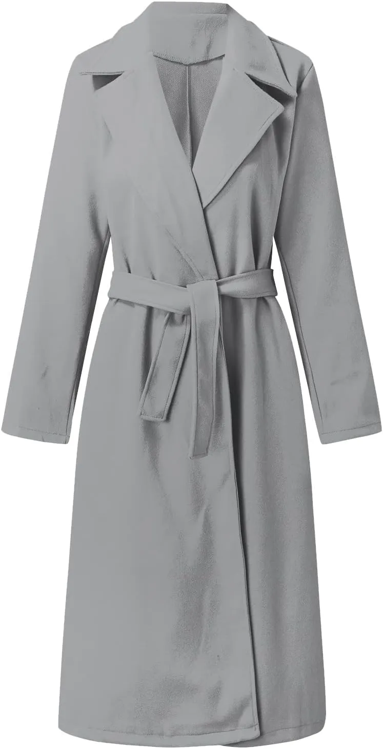 2024 Fashion Fall Winter Coats for Women Classic Trench Coat Ladies Slim Solid Long Jacket Lightweight Windbreaker