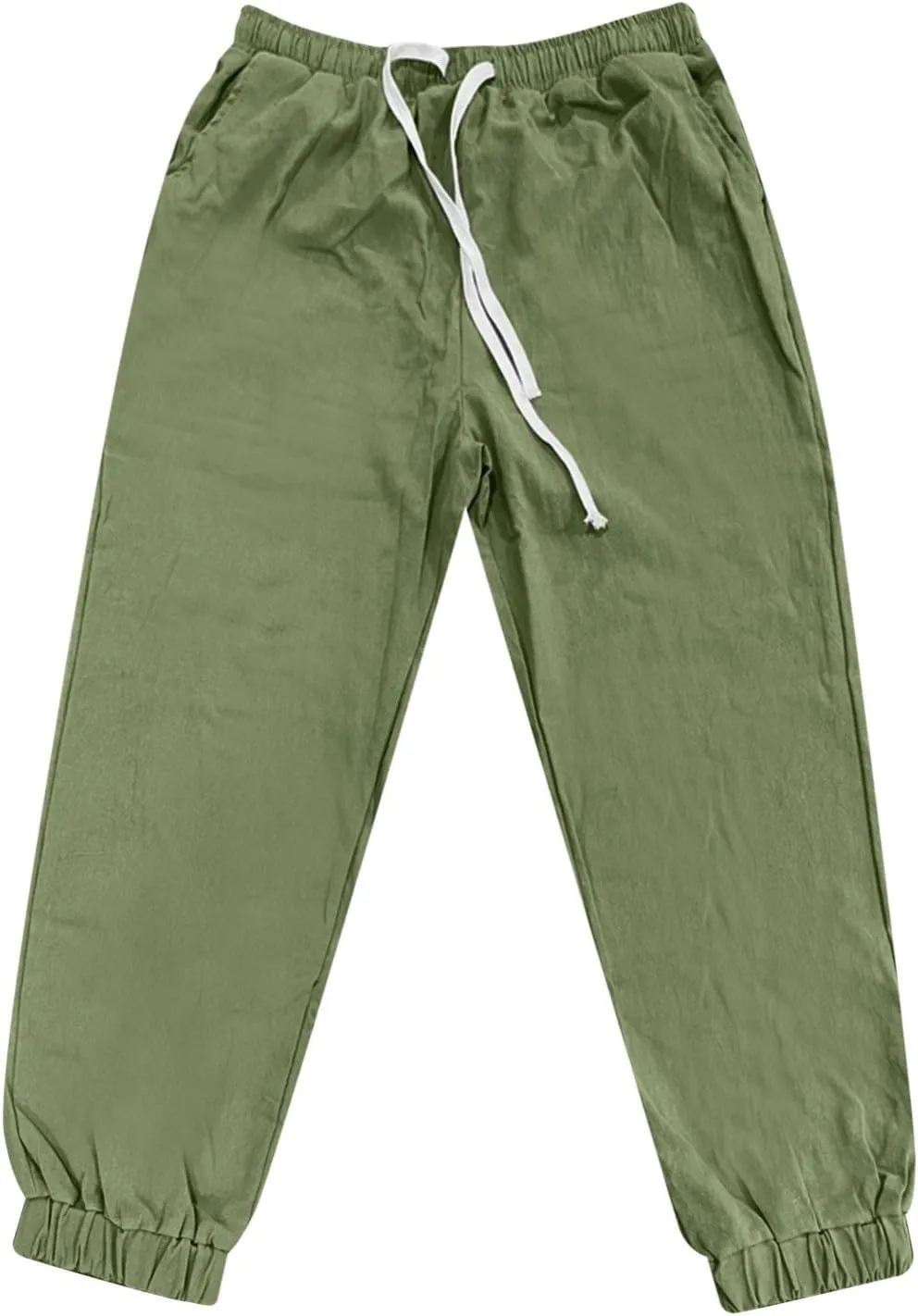 2025 Men's Cotton and Linen Solid Color Pants Drawstring Breathable Slim Fit Pants