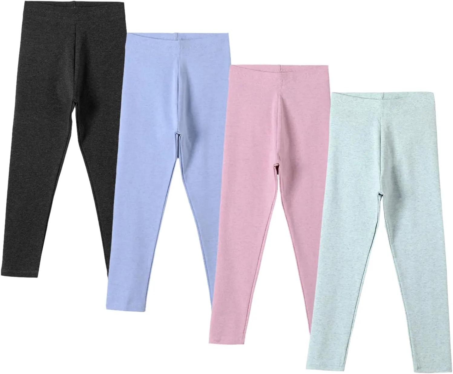 4 Pack Girls Cotton Leggings Stretchy Yoga Pants Kids Soft Full Length Solid Leggings