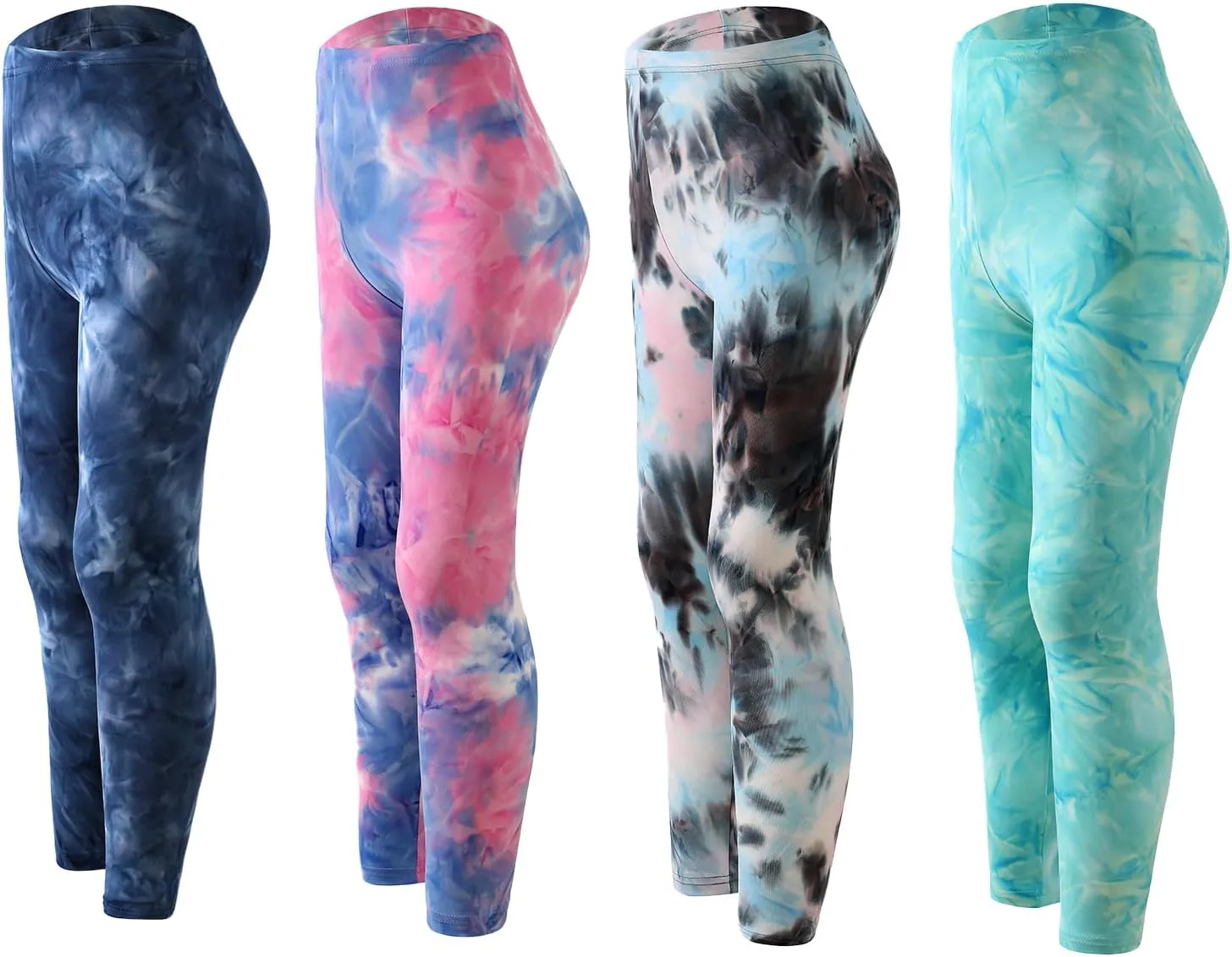 4 Pack Girls Printed Leggings Soft Yoga Pants Kids Tie-Dye Leggings