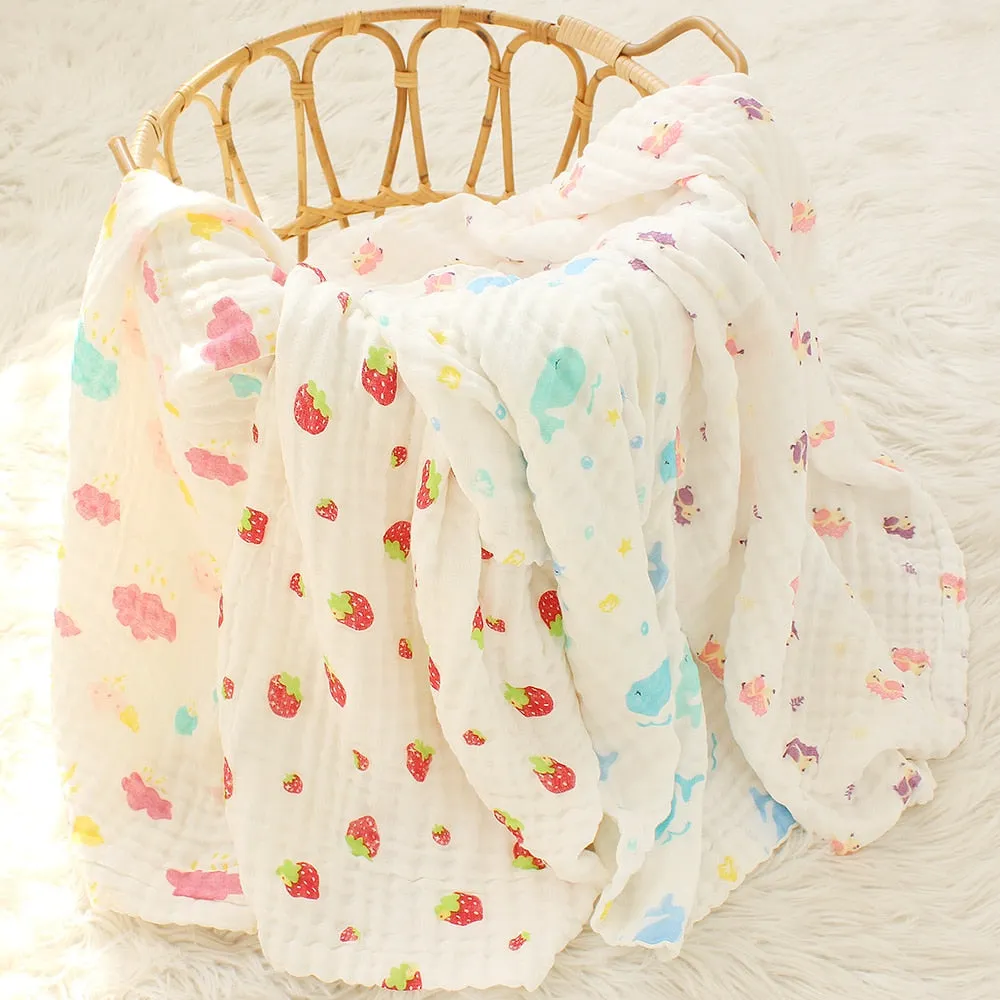 6 Layers Bamboo Cotton Baby Receiving Blanket Infant Kids  Blanket Sleeping Warm Quilt Bed Cover Baby Blanket