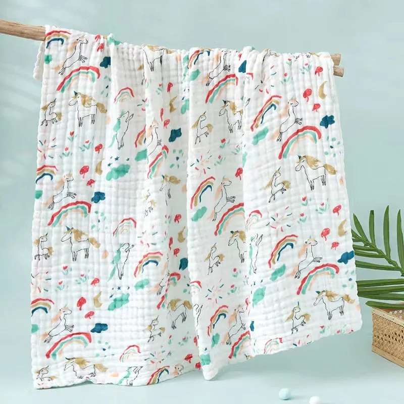 6 Layers Bamboo Cotton Baby Receiving Blanket Infant Kids  Blanket Sleeping Warm Quilt Bed Cover Baby Blanket