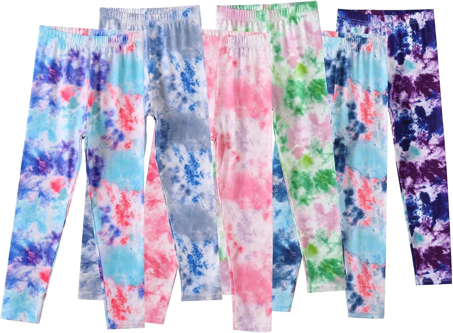 6 Pack Girls Printed Leggings Stretch Leggings for Girls Tie-Dyed Leggings Kids Ankle Length Pants