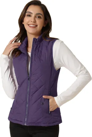 Allegra K Women's Puffer Vest Stand Collar Lightweight Gilet Quilted Zip Vest