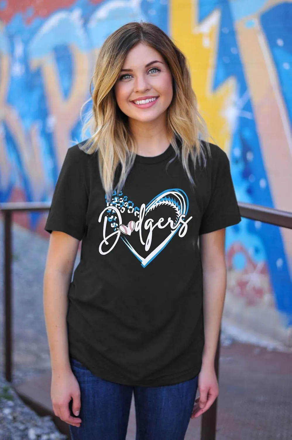 ALLTB Baseball Shirt for Women Baseball Mom Shirt Baseball Heart Graphic Tee Game Day Short Sleeve Tops