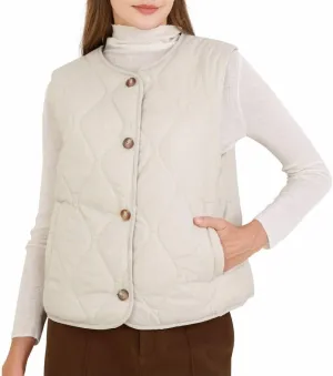 Amazhiyu Women's Lightweight Quilted Puffer Vest Sleeveless Button Padded Gilet