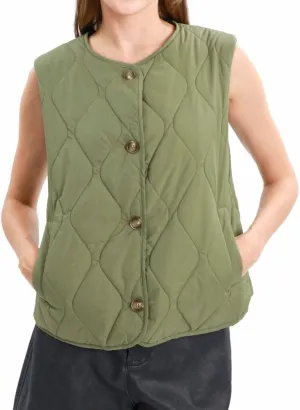 Amazhiyu Women's Lightweight Quilted Puffer Vest Sleeveless Button Padded Gilet