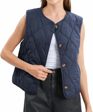 Amazhiyu Women's Lightweight Quilted Puffer Vest Sleeveless Button Padded Gilet
