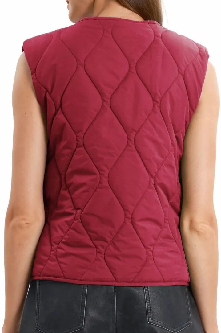 Amazhiyu Women's Lightweight Quilted Puffer Vest Sleeveless Button Padded Gilet