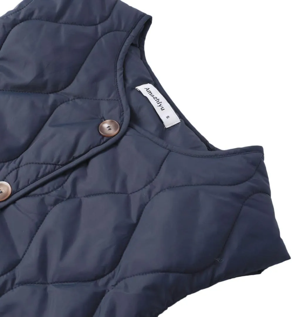 Amazhiyu Women's Lightweight Quilted Puffer Vest Sleeveless Button Padded Gilet