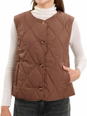 Amazhiyu Women's Lightweight Quilted Puffer Vest Sleeveless Button Padded Gilet