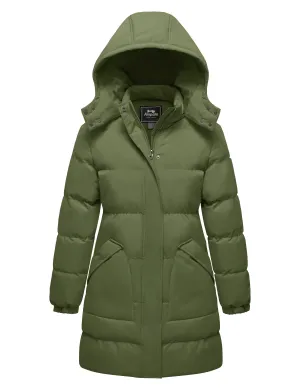 Ampake Women's Warm Thickened Parka Coat Winter Puffer Jacket with Removable Hood