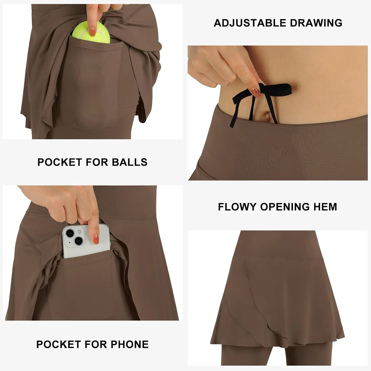 ANIVIVO Skirted Leggings for Women with Pockets, Tennis Yoga Pleated Skirt with Leggings