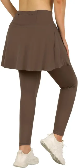 ANIVIVO Skirted Leggings for Women with Pockets, Tennis Yoga Pleated Skirt with Leggings