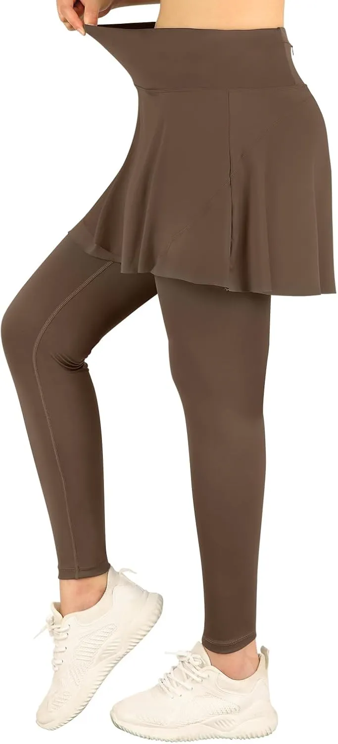 ANIVIVO Skirted Leggings for Women with Pockets, Tennis Yoga Pleated Skirt with Leggings