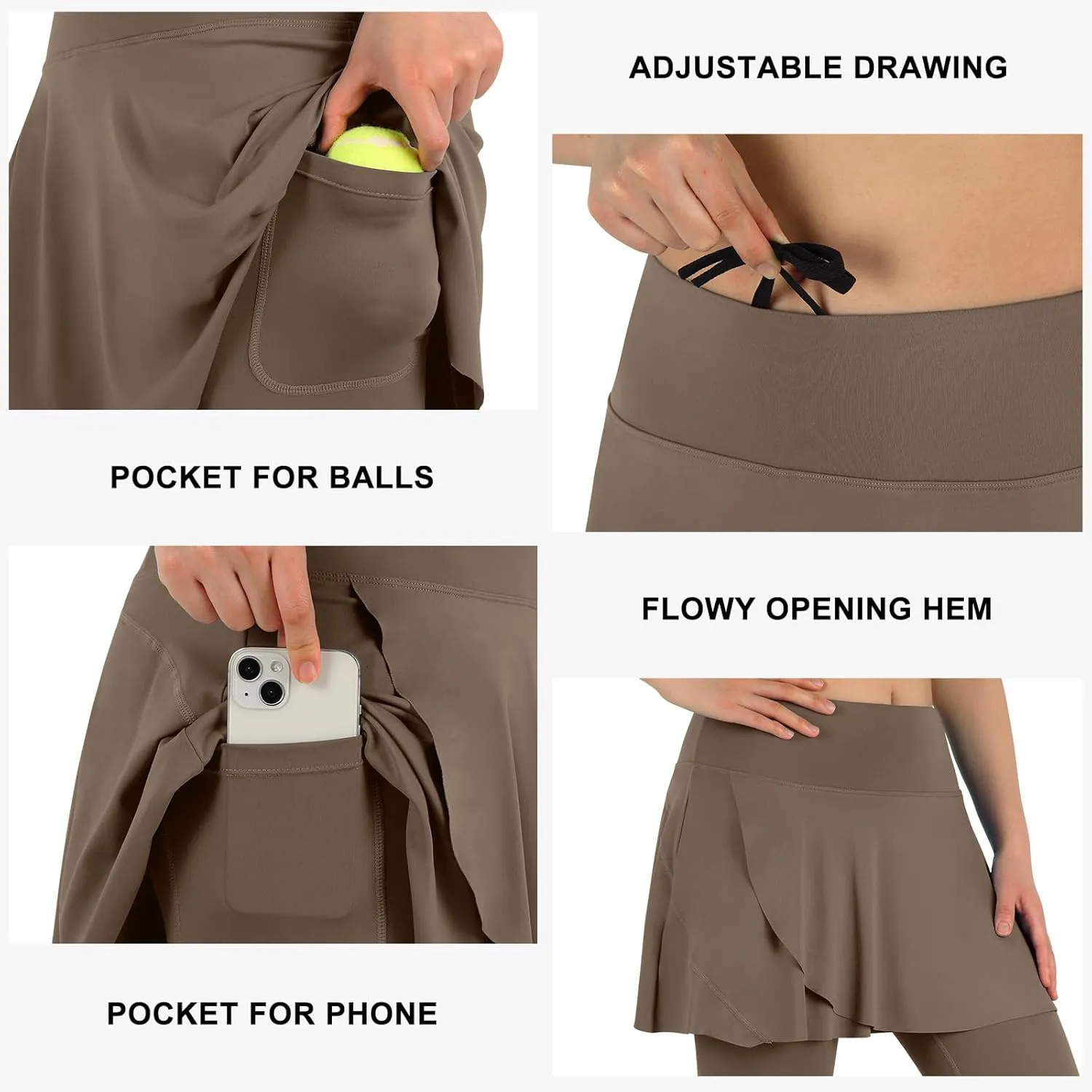 ANIVIVO Skirted Leggings for Women with Pockets, Tennis Yoga Pleated Skirt with Leggings