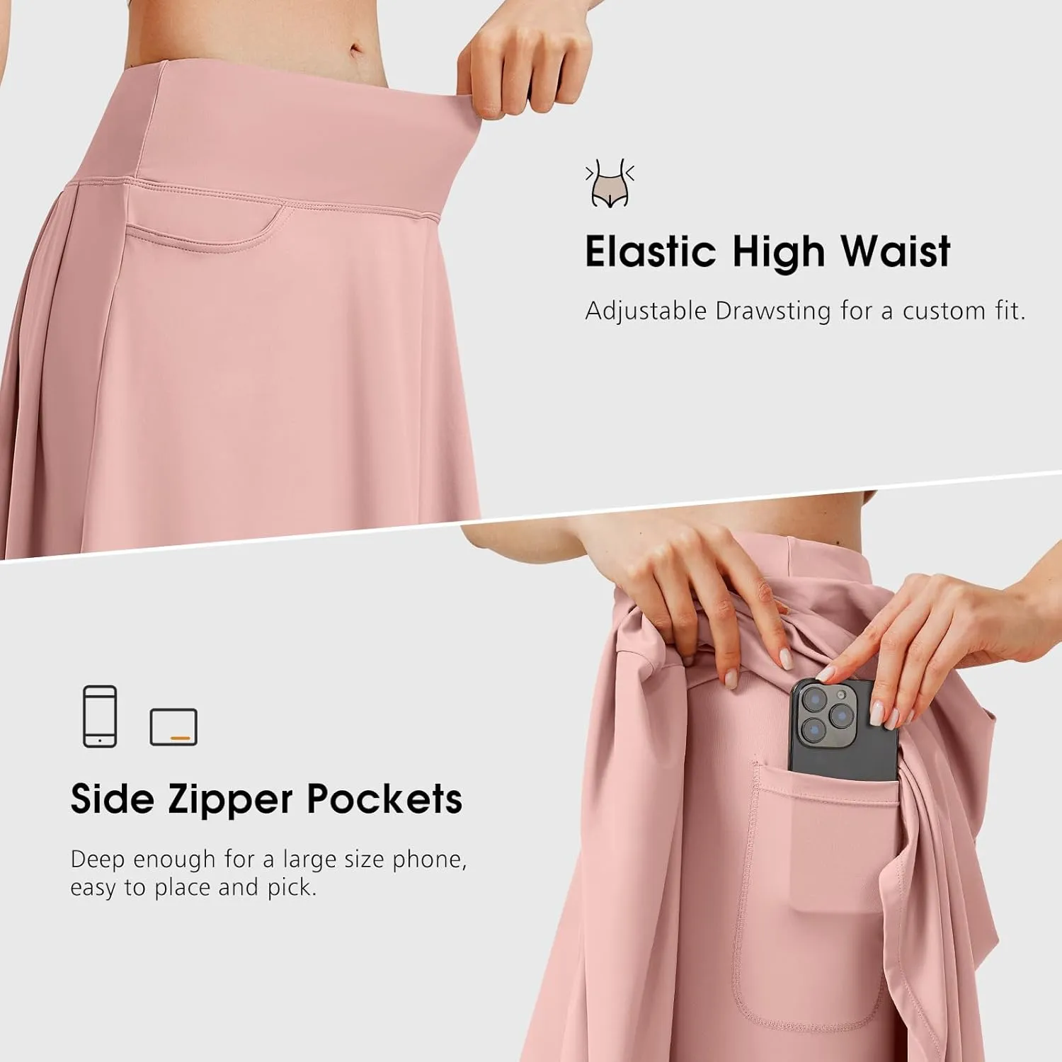 ANIVIVO Women Long Knee Length Skirted Leggings, Capris Leggings with Skirts High Waist