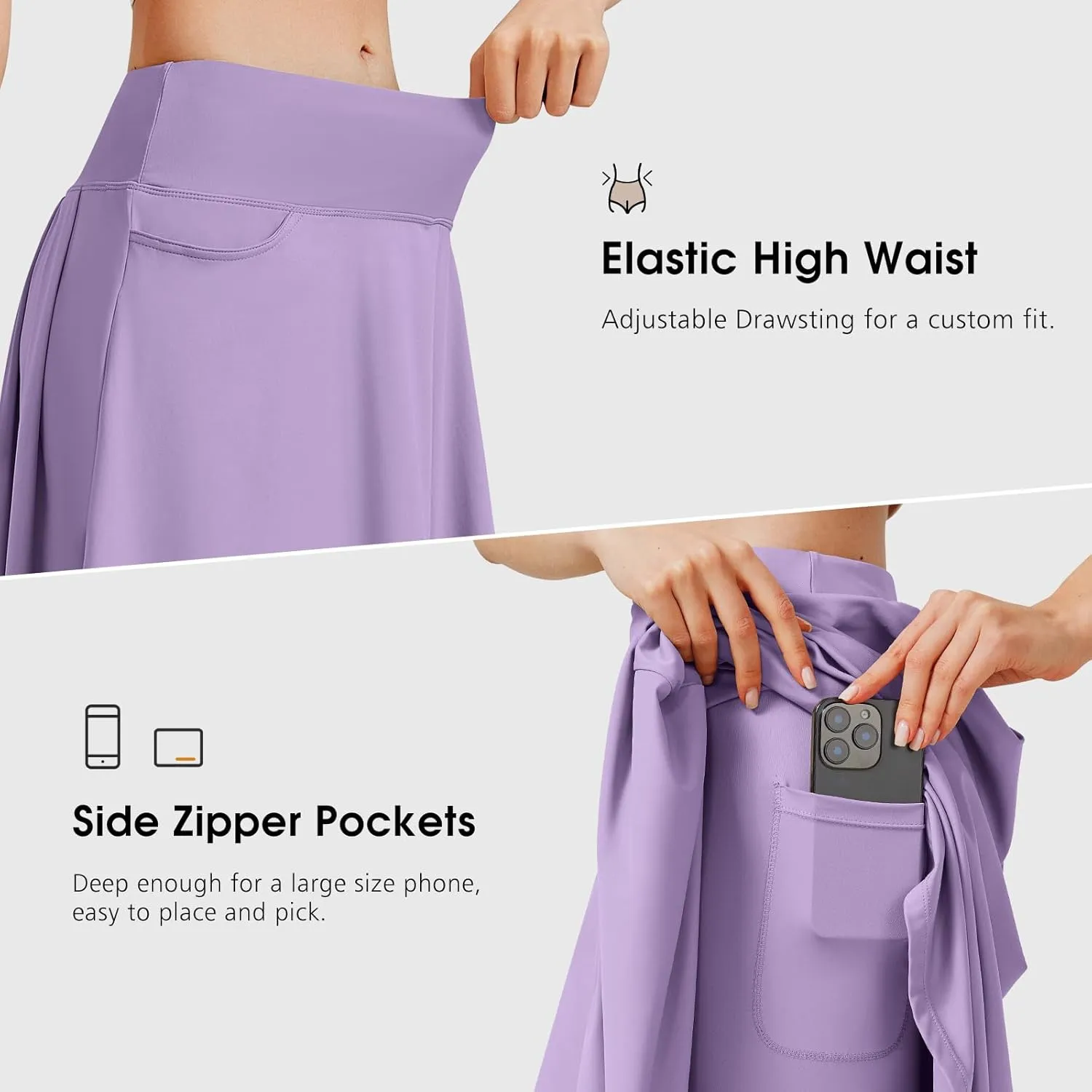 ANIVIVO Women Long Knee Length Skirted Leggings, Capris Leggings with Skirts High Waist