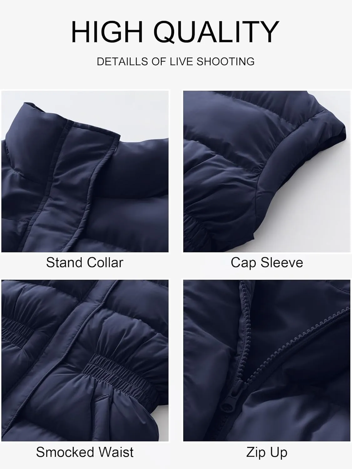 ANRABESS Women Puffer Vest Oversized Sleeveless Zip Up Stand Collar Lightweight Jackets 2025 Winter Warm Puffy Down Coats