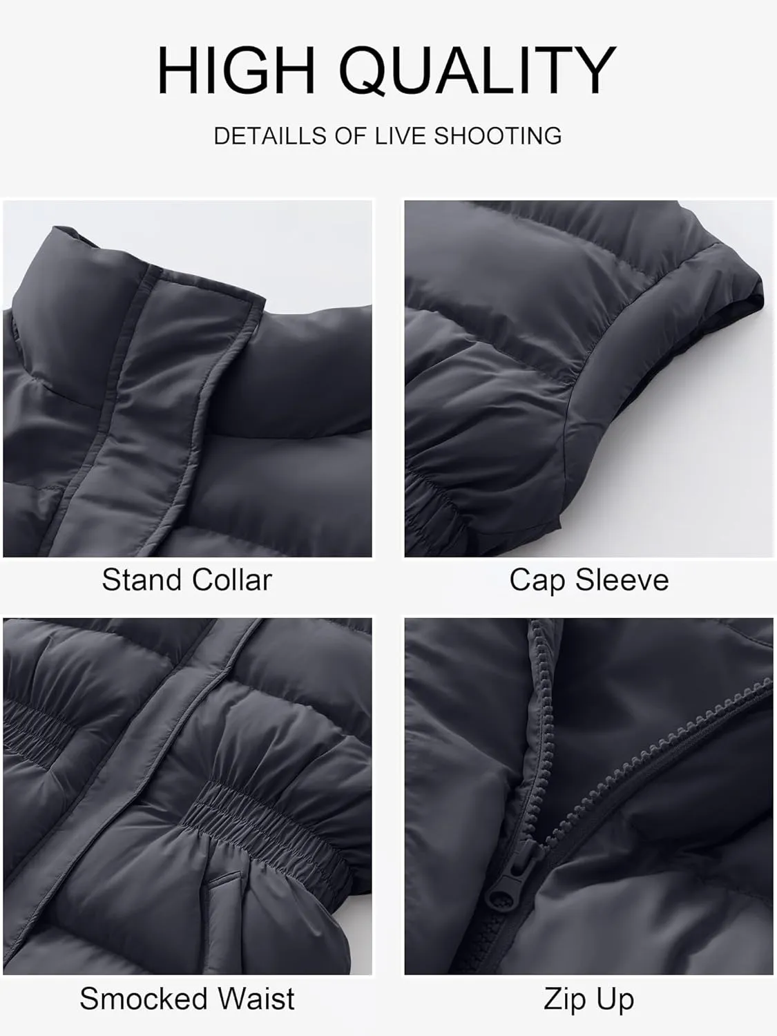 ANRABESS Women Puffer Vest Oversized Sleeveless Zip Up Stand Collar Lightweight Jackets 2025 Winter Warm Puffy Down Coats
