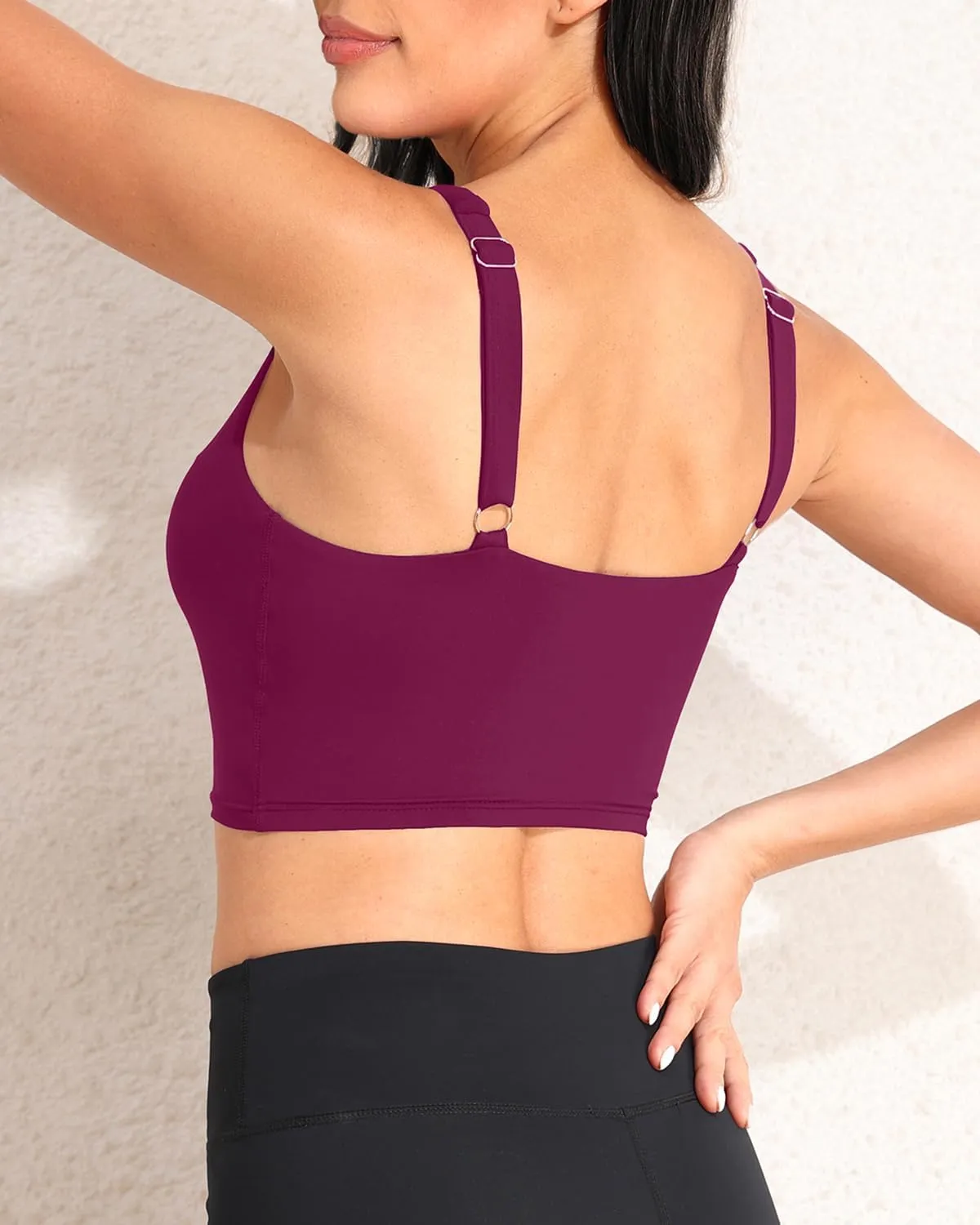Aqua Eve Women Crop Bikini Top Only Long Line Sport Swim Top Modest Swimsuit Top