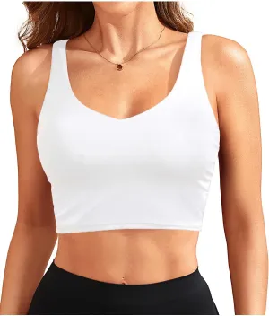 Aqua Eve Women Crop Bikini Top Only Long Line Sport Swim Top Modest Swimsuit Top