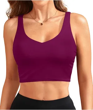Aqua Eve Women Crop Bikini Top Only Long Line Sport Swim Top Modest Swimsuit Top