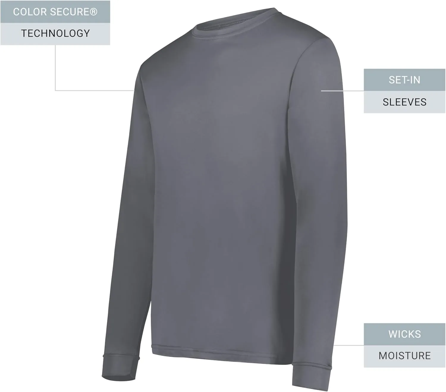 Augusta Sportswear Wicking Long Sleeve Sun Protection Athletic Shirt for Running, Hiking, Fishing, and Outdoor Activities