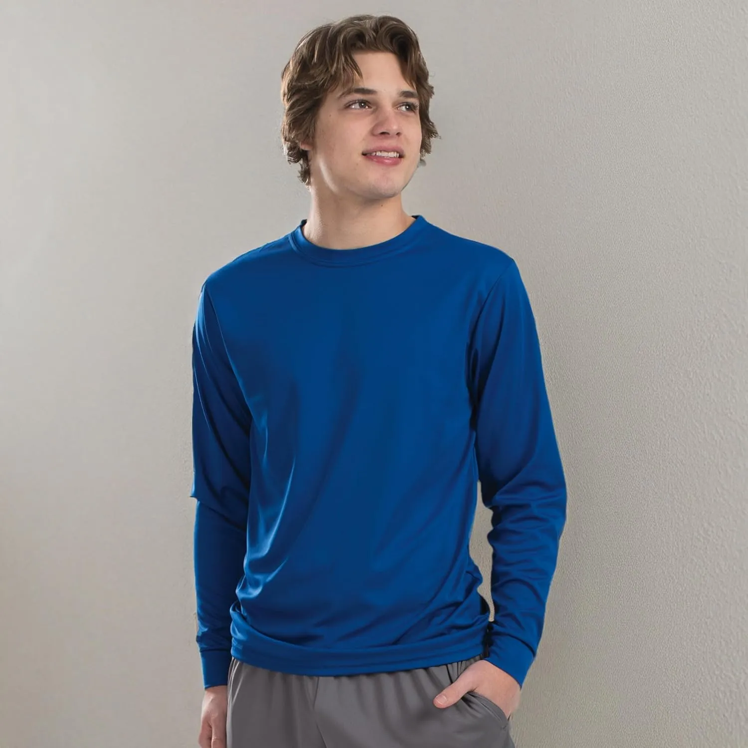 Augusta Sportswear Wicking Long Sleeve Sun Protection Athletic Shirt for Running, Hiking, Fishing, and Outdoor Activities