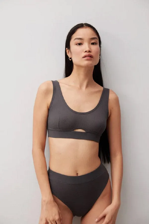 Base Layer Soft Cut Out Bralette- Onyx