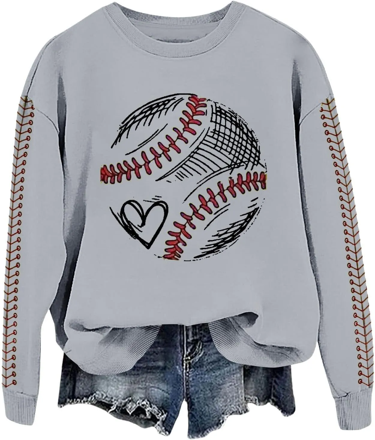 Baseball Mom Sweatshirt for Womens 2025 Graphic Long Sleeve Shirts Softball Crewneck Mama Baseball Jersey Pullover