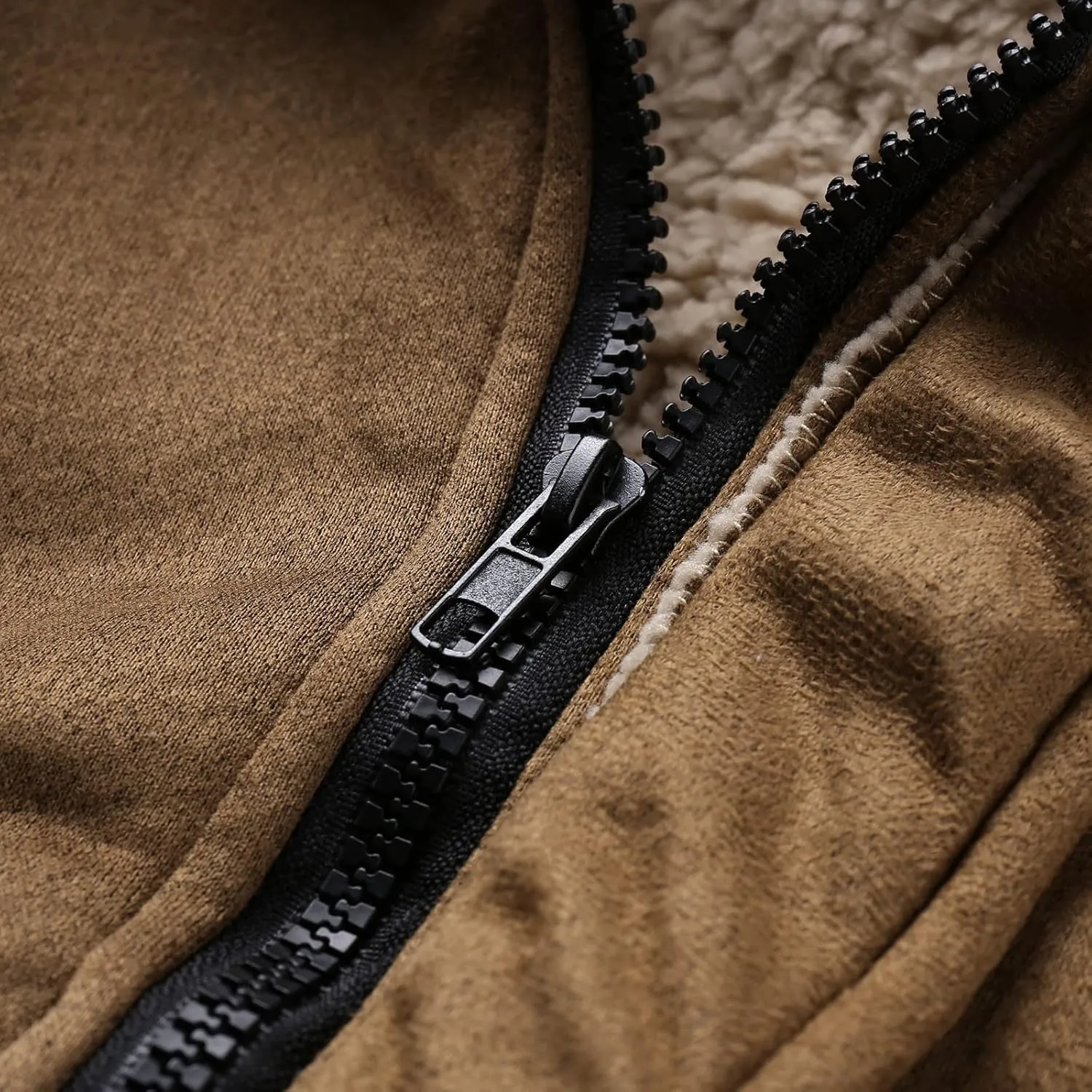 BIFUTON Winter Coats for Men,Men's Shearling Leather Coat Faux Suede Sherpa Lined Winter Thicken Warm Hooded Sheepskin Jacket