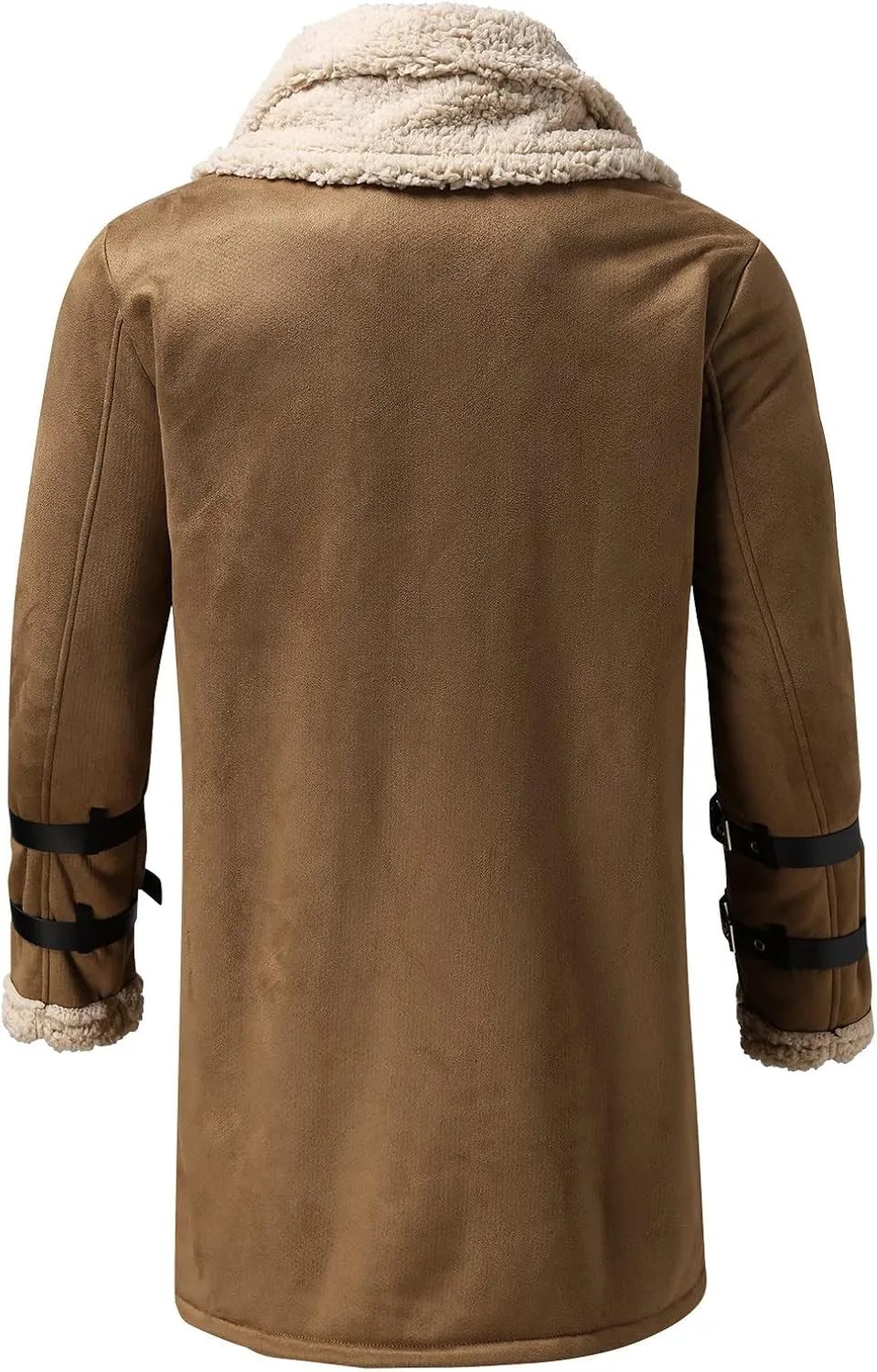 BIFUTON Winter Coats for Men,Men's Shearling Leather Coat Faux Suede Sherpa Lined Winter Thicken Warm Hooded Sheepskin Jacket