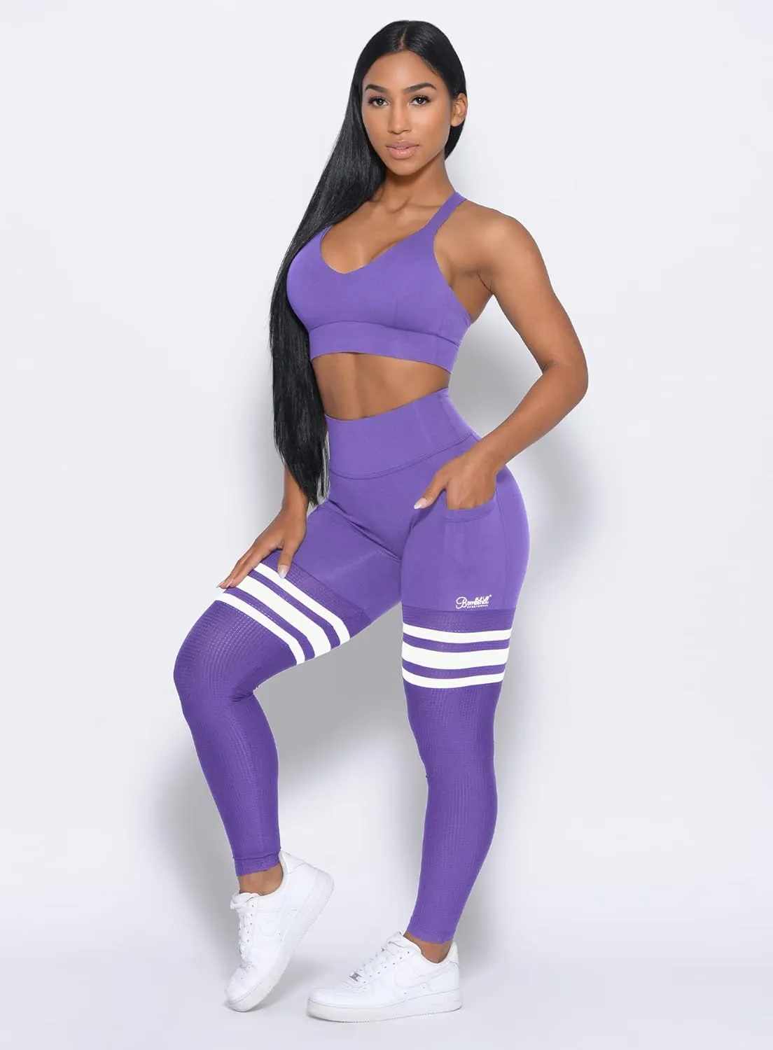 Bombshell Sportswear Perform Thigh High Leggings for Women with Pockets, Workout Running Yoga Leggings