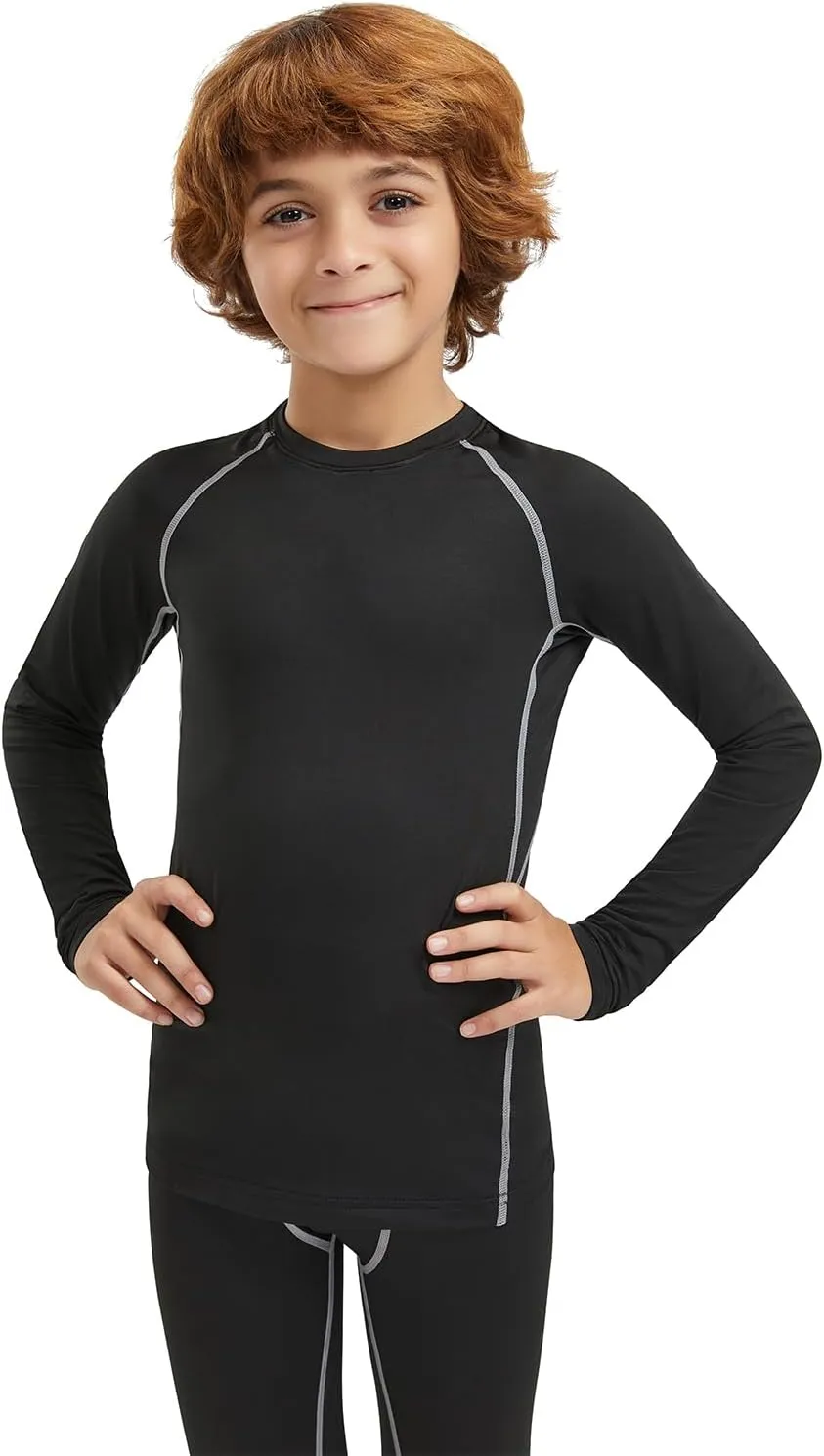 Boys' Compression Shirts Youth Long Sleeve Football Baseball Undershirt Sports Quick Dry Athletic Baselayer