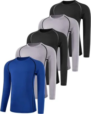 Boys' Compression Shirts Youth Long Sleeve Football Baseball Undershirt Sports Quick Dry Athletic Baselayer