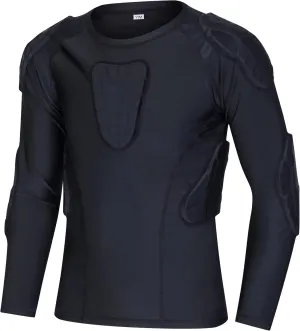 Boys Padded Compression Shirt Youth Protective Long Sleeve Shirt