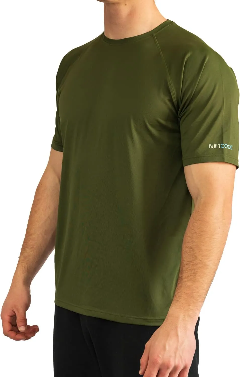BUILTCOOL Mens Crew Neck Raglan Shirt  Quick Dry Shirts for Men, Instant Cooling Moisture Wicking, UPF 50 Sun Protection