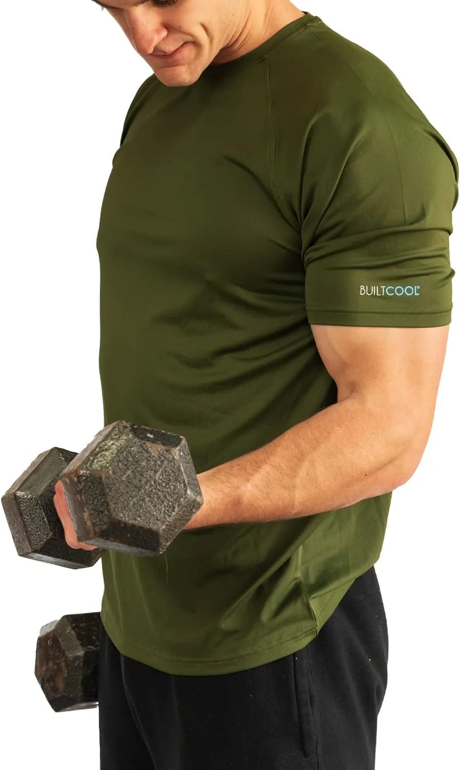 BUILTCOOL Mens Crew Neck Raglan Shirt  Quick Dry Shirts for Men, Instant Cooling Moisture Wicking, UPF 50 Sun Protection