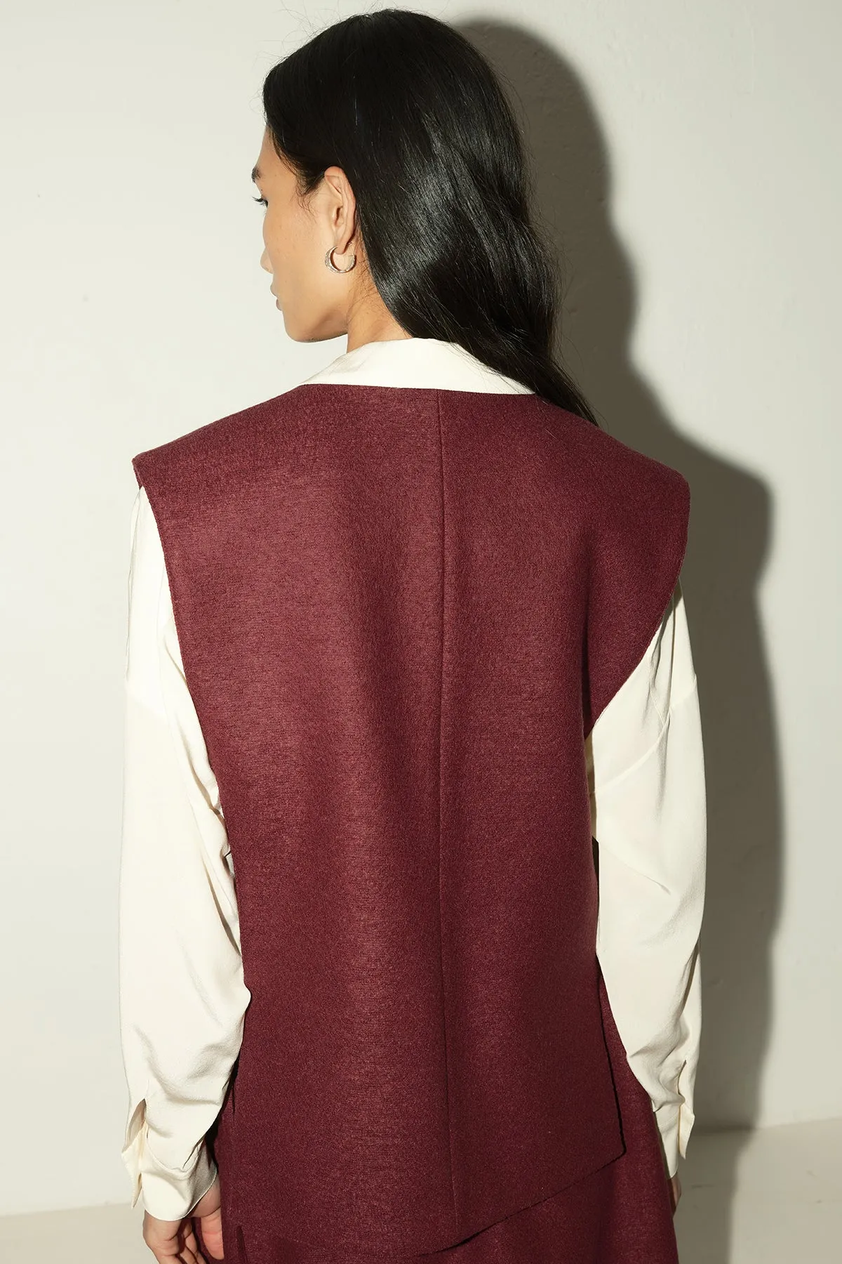 Burgundy Heavy Boiled Wool Vest