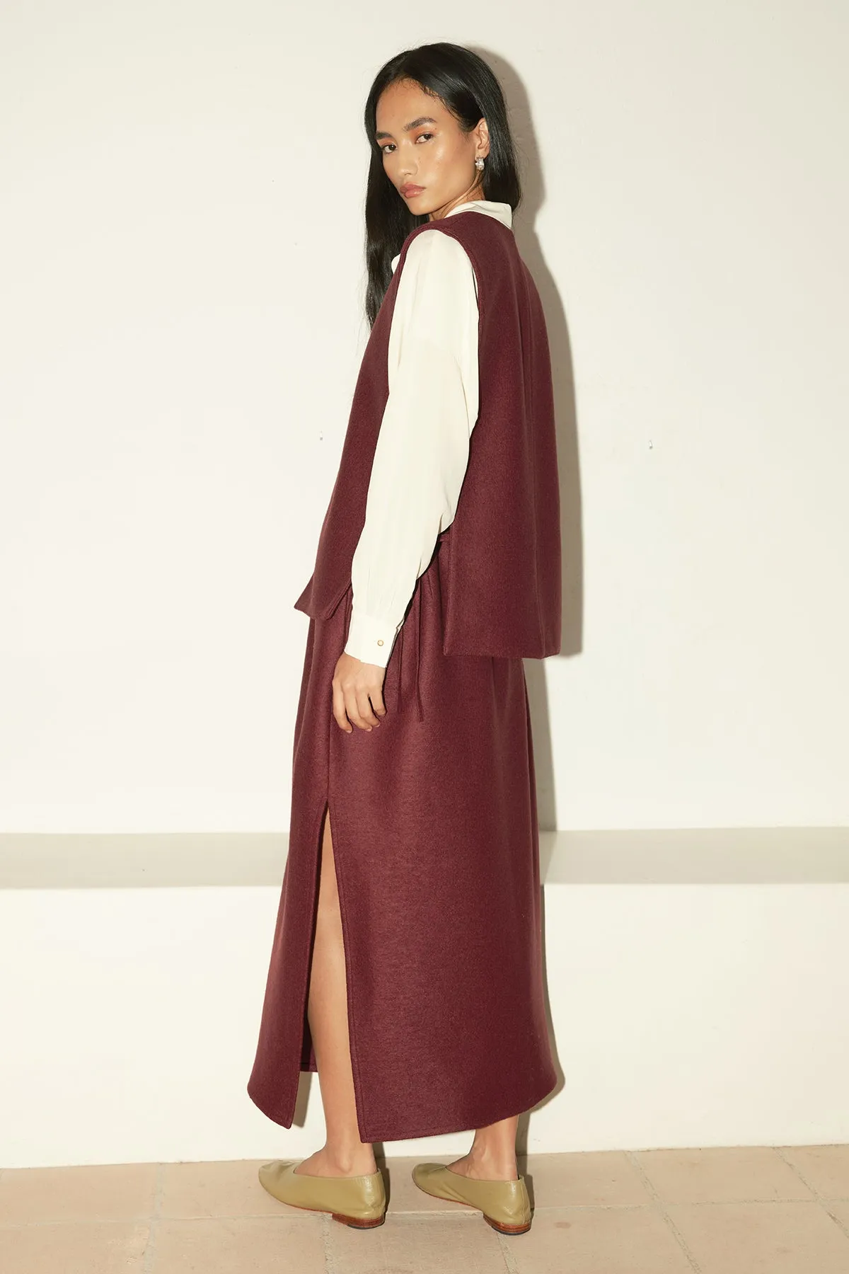 Burgundy Heavy Boiled Wool Vest