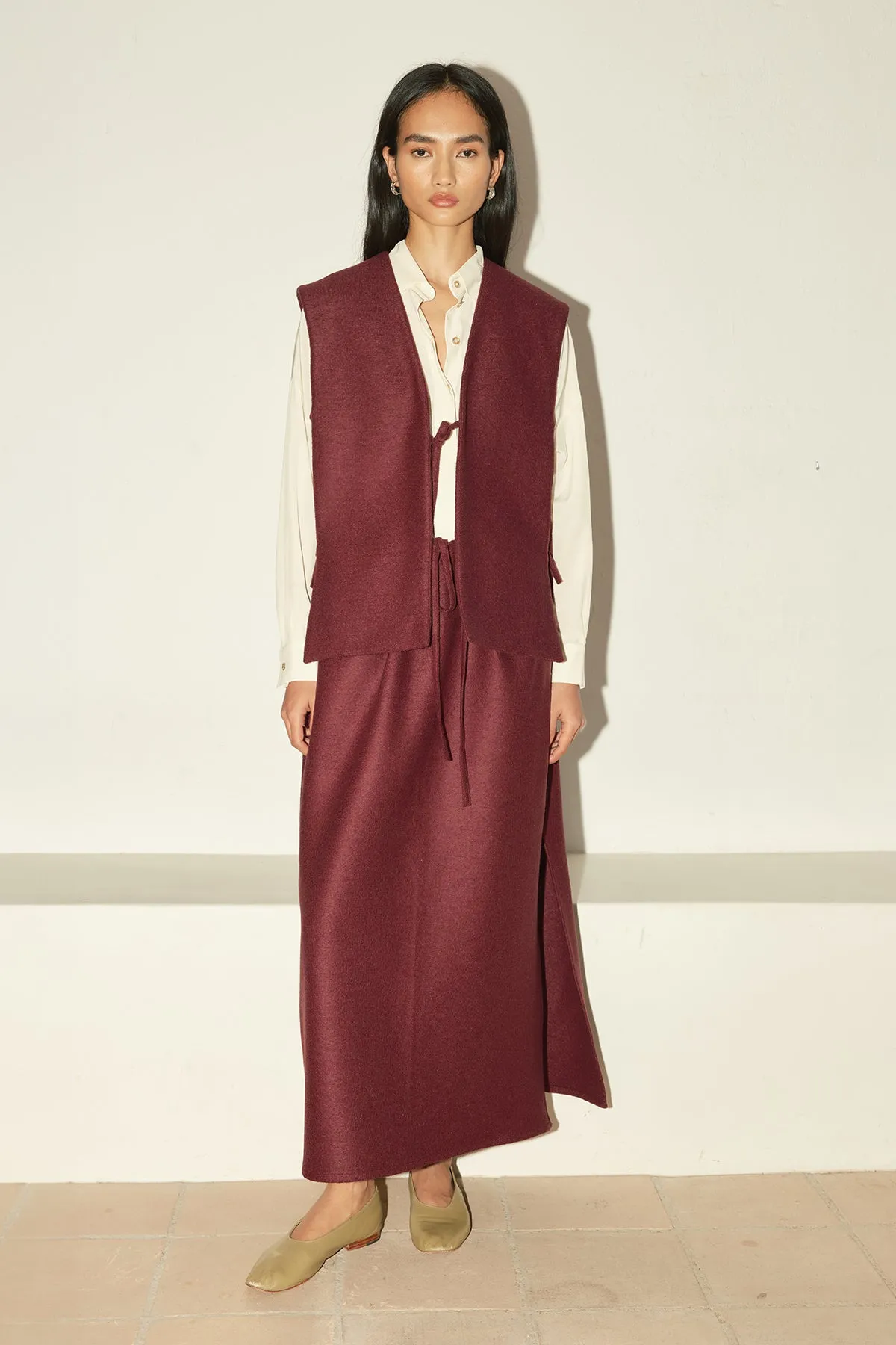 Burgundy Heavy Boiled Wool Vest