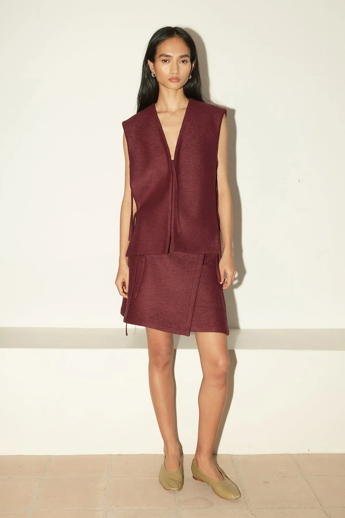 Burgundy Heavy Boiled Wool Vest