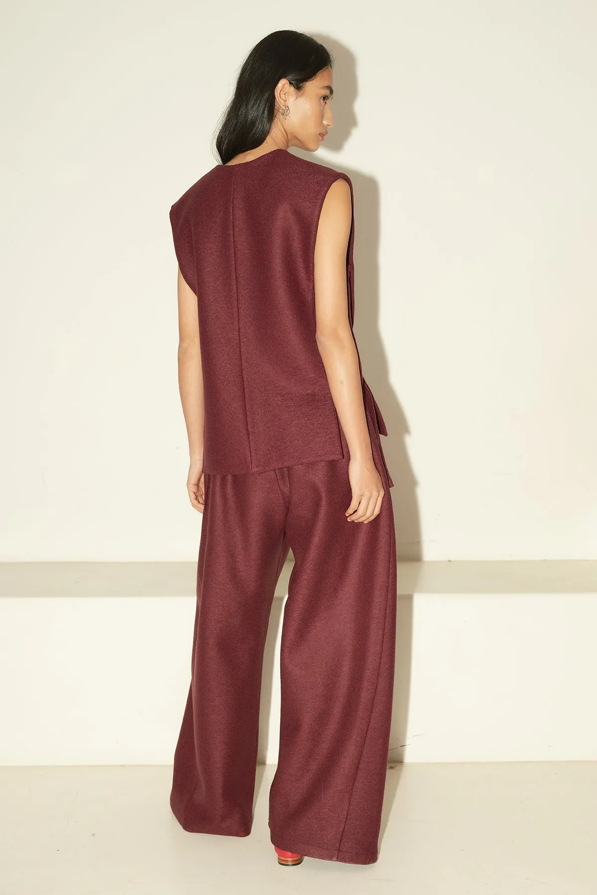 Burgundy Heavy Boiled Wool Vest