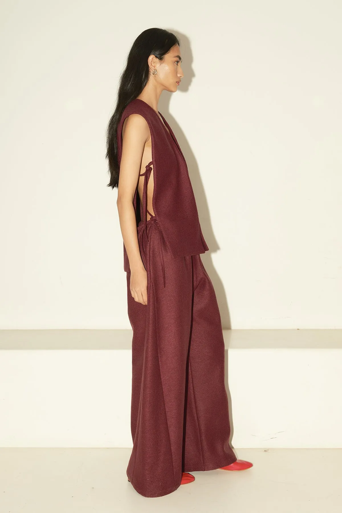 Burgundy Heavy Boiled Wool Vest
