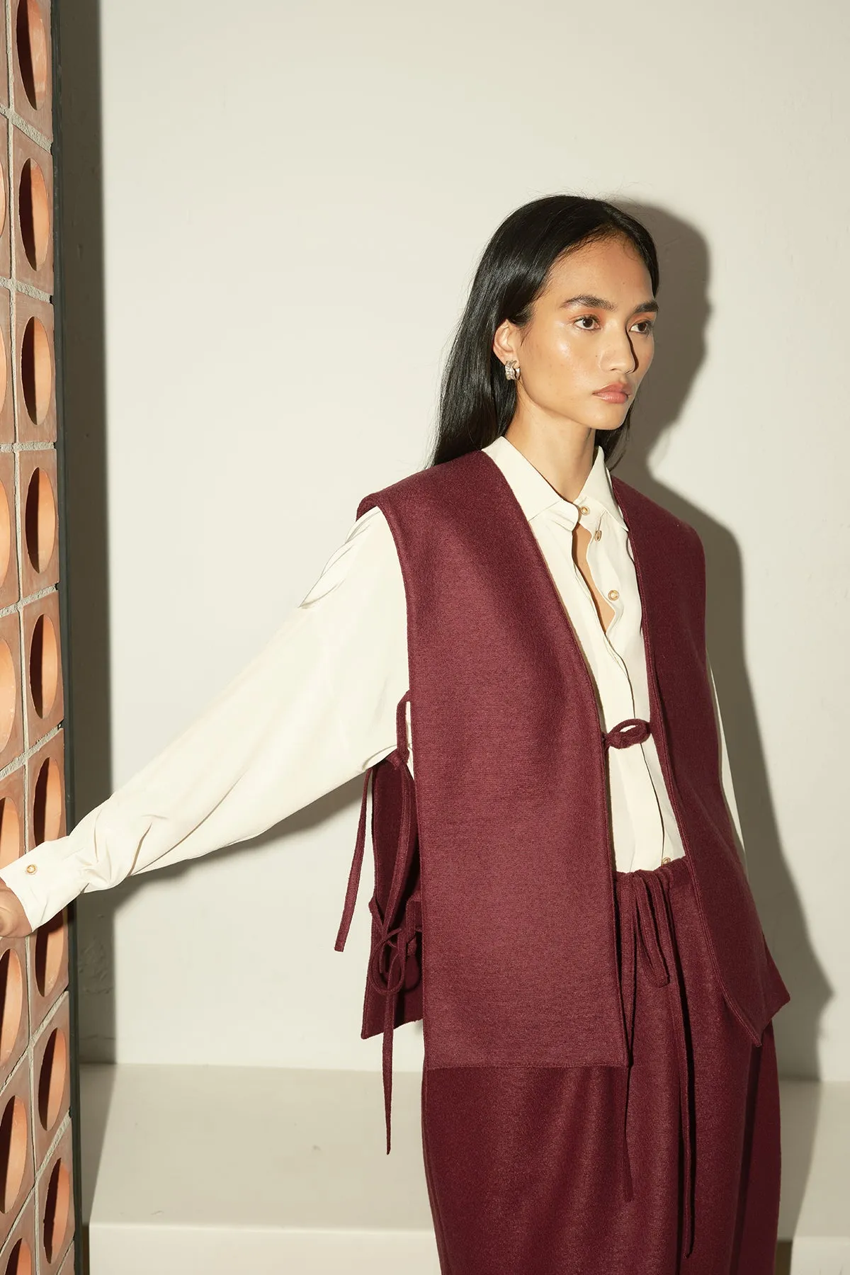 Burgundy Heavy Boiled Wool Vest