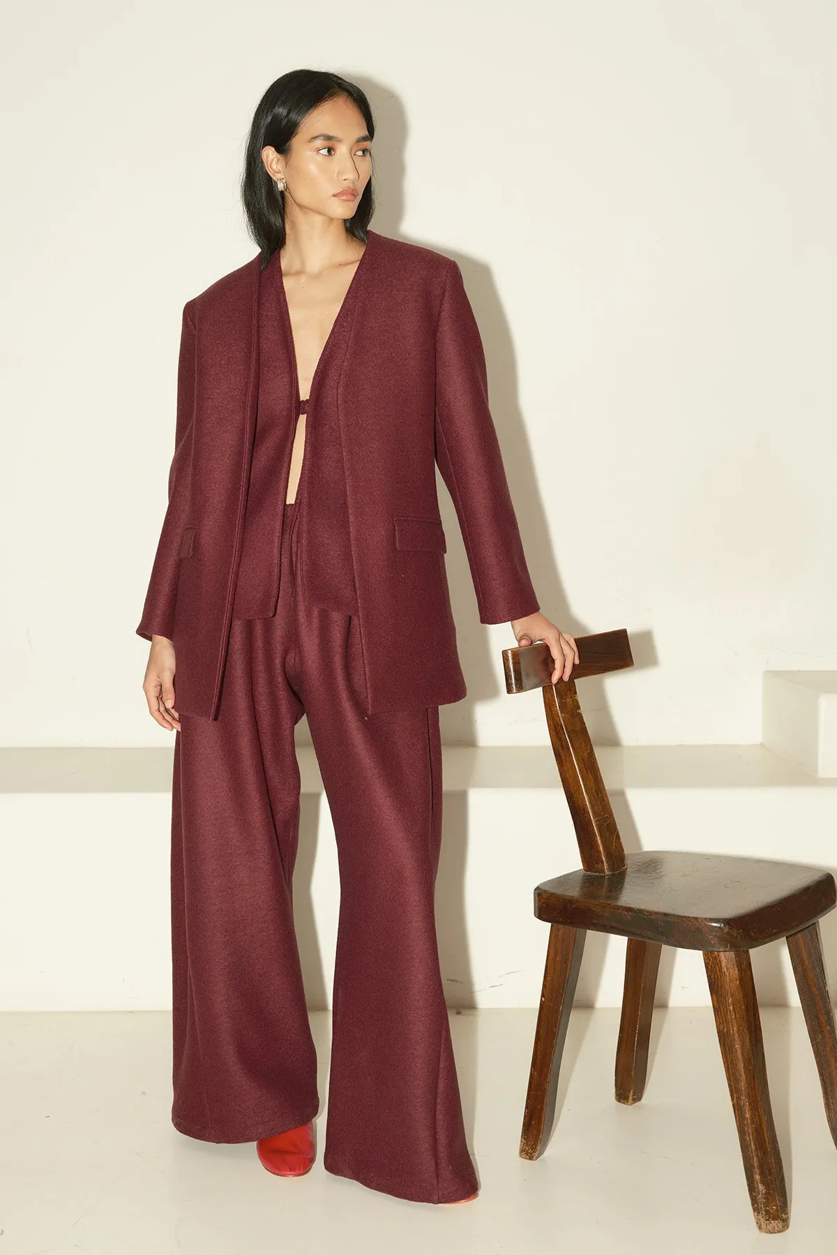 Burgundy Heavy Boiled Wool Vest
