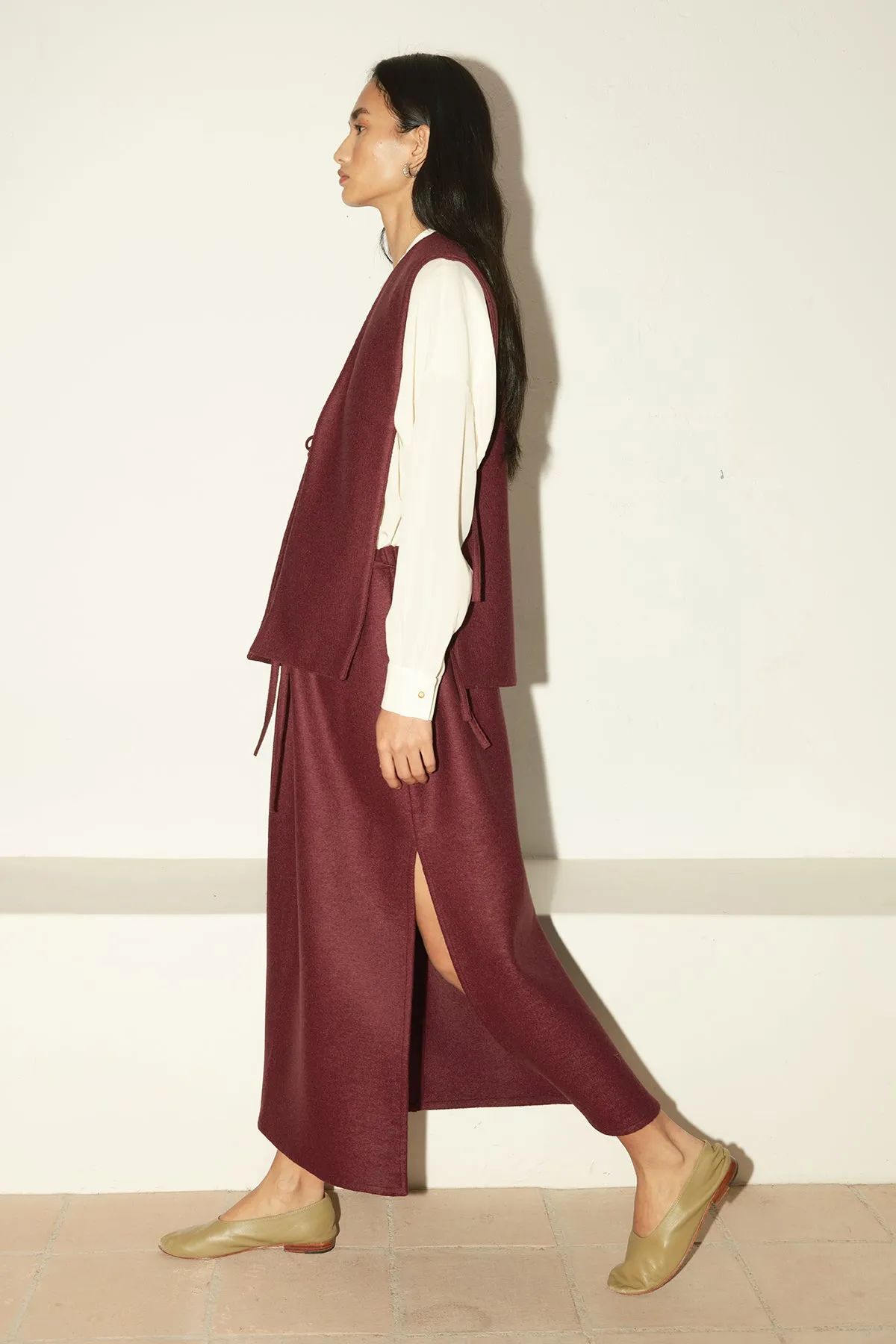 Burgundy Heavy Boiled Wool Vest